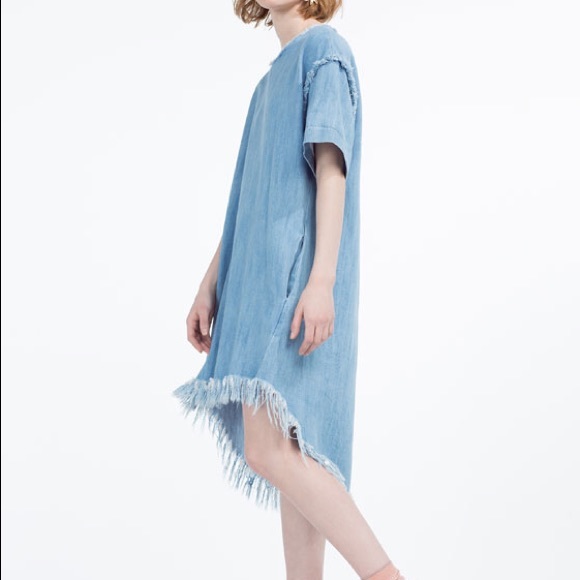 frayed denim dress